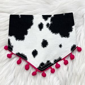 Louadore Nala's MOOd Cow Print Dog Bandana Black White Pink
